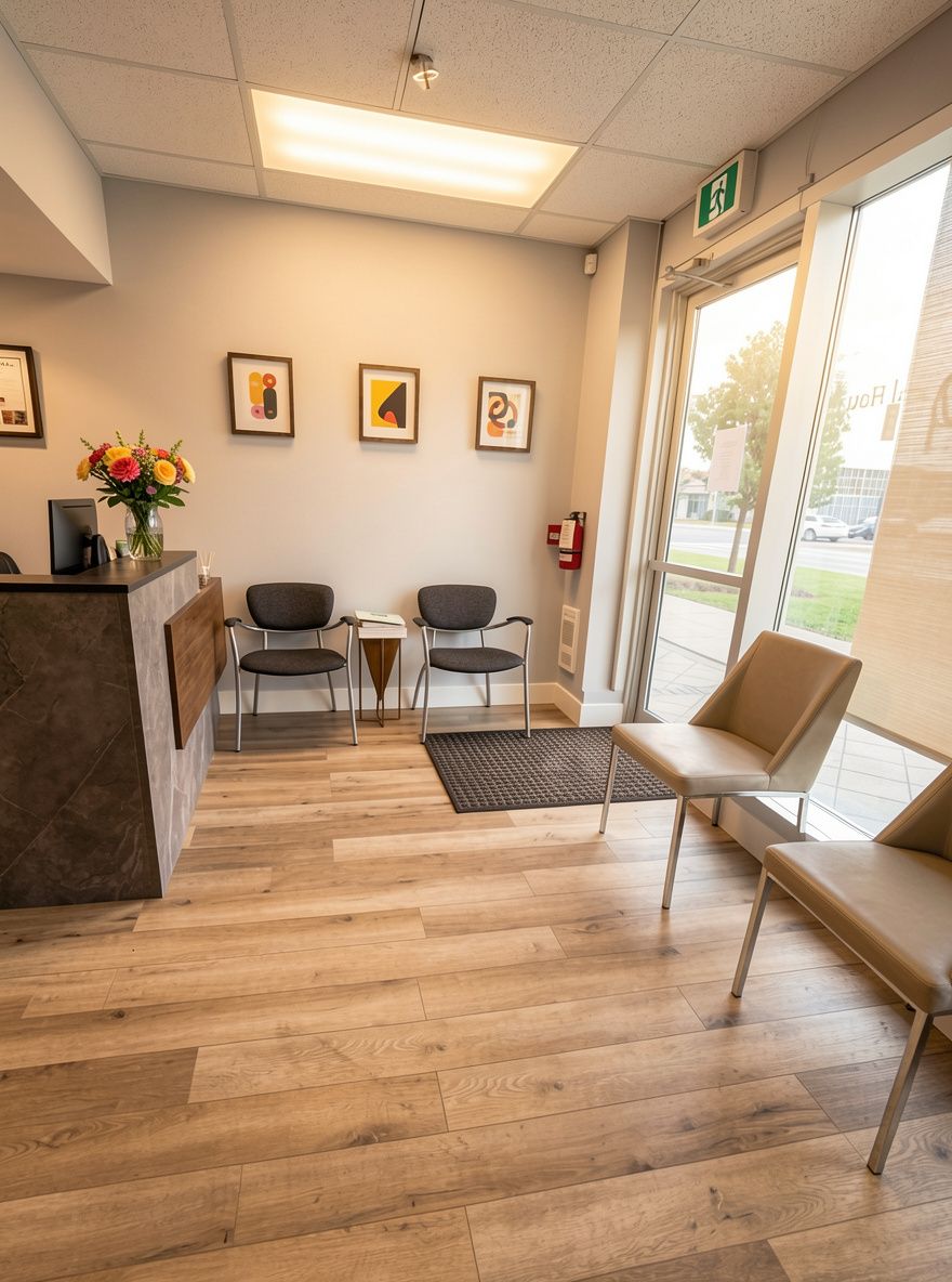 Reception desk and seating at The Dental Hauz